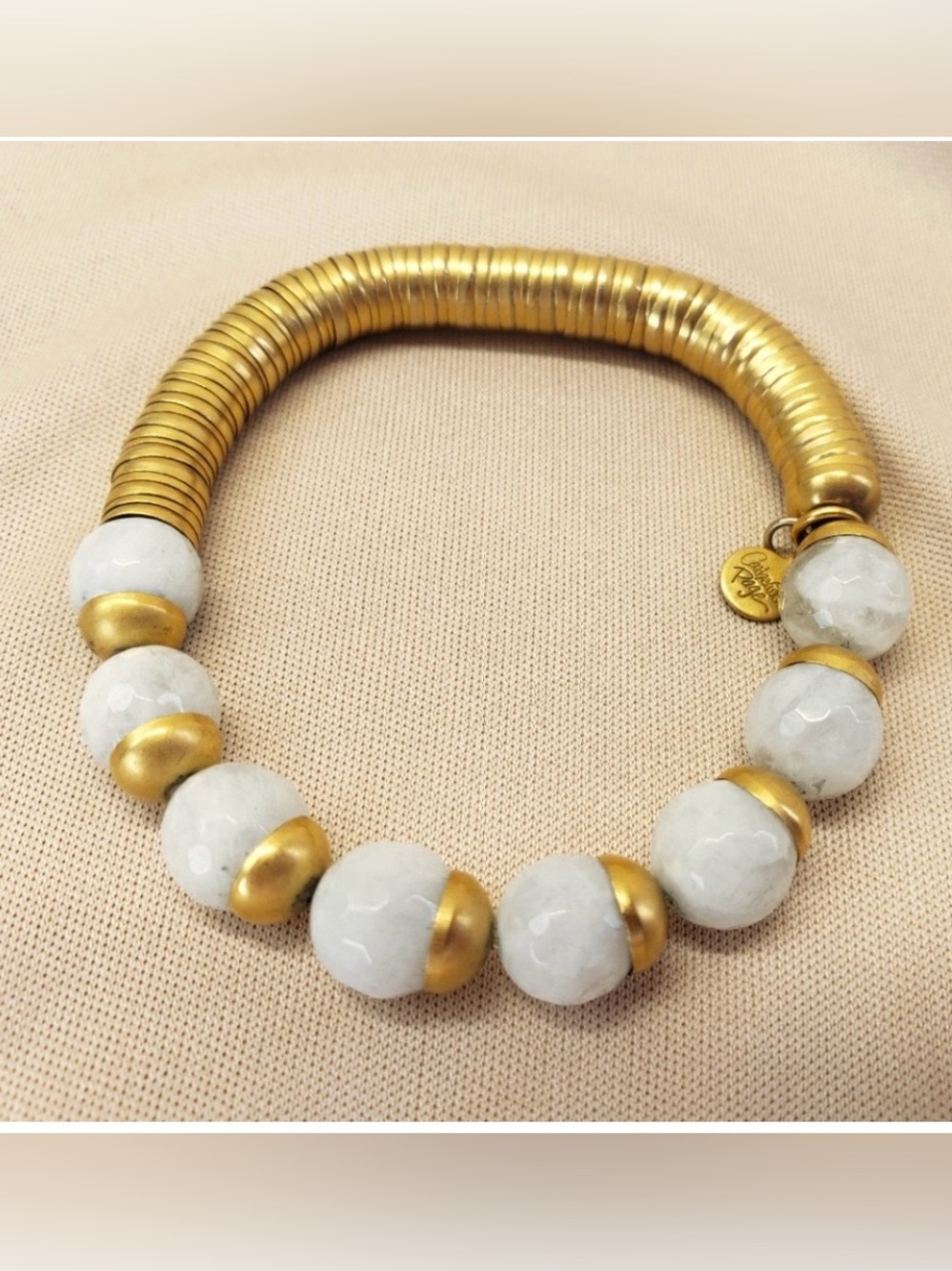 Catherine Page Evra Moonstone & 22k Gold Dipped Stretch Bracelet
